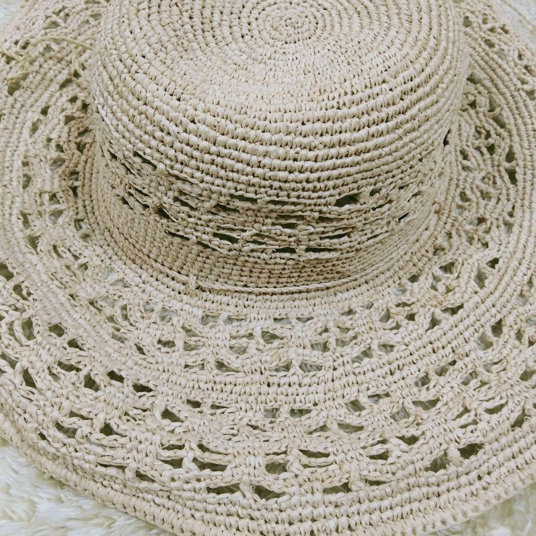 1498 ヘレンカミンスキー 麦わら帽子 編み模様 ラフィア100% ベージュ