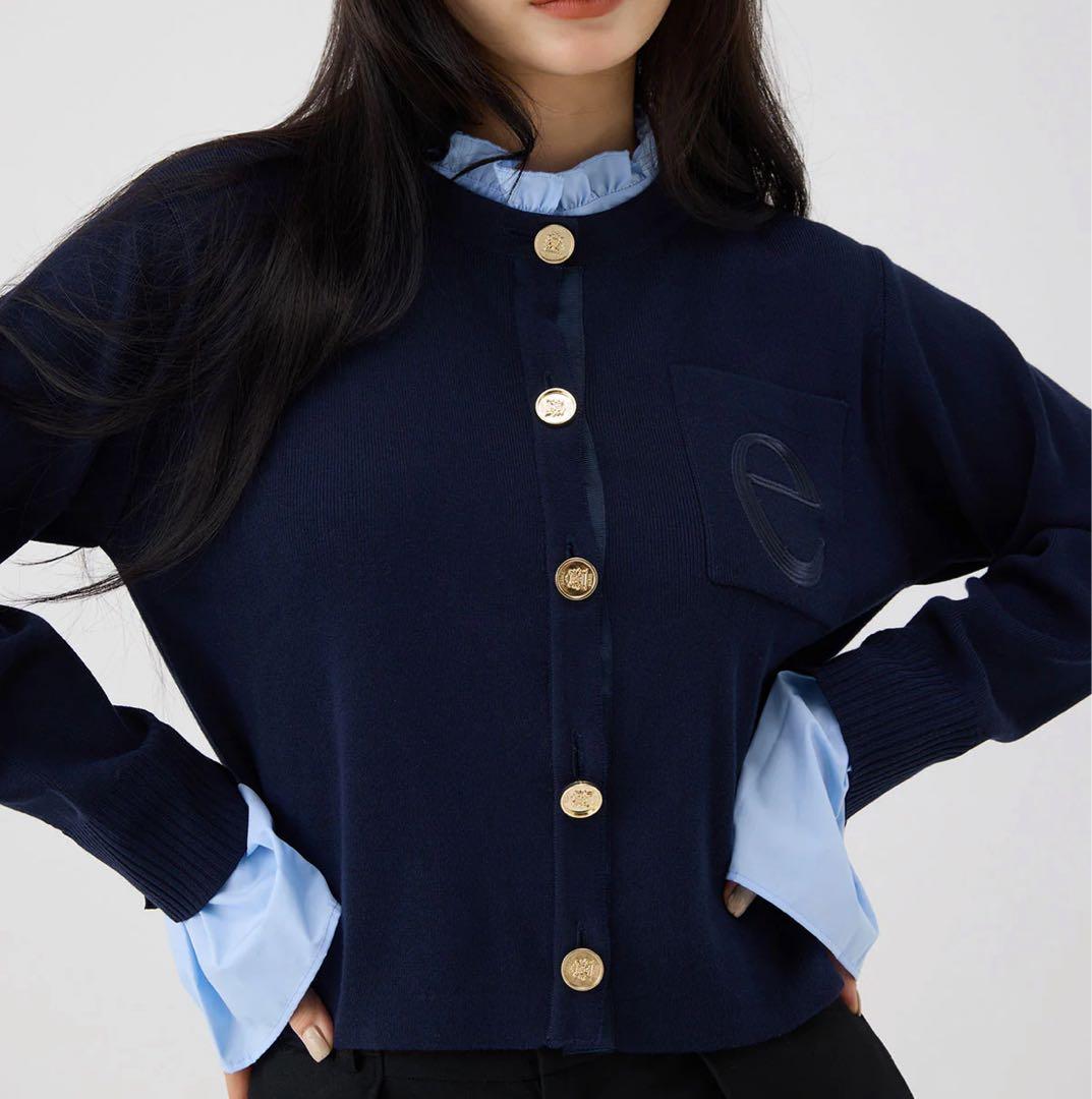 EIMY ISTOIRE Attached collarニットジャケットNVY