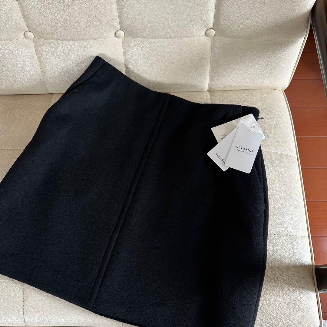Spick and Span メルトンAラインミニスカート 001 ブラック