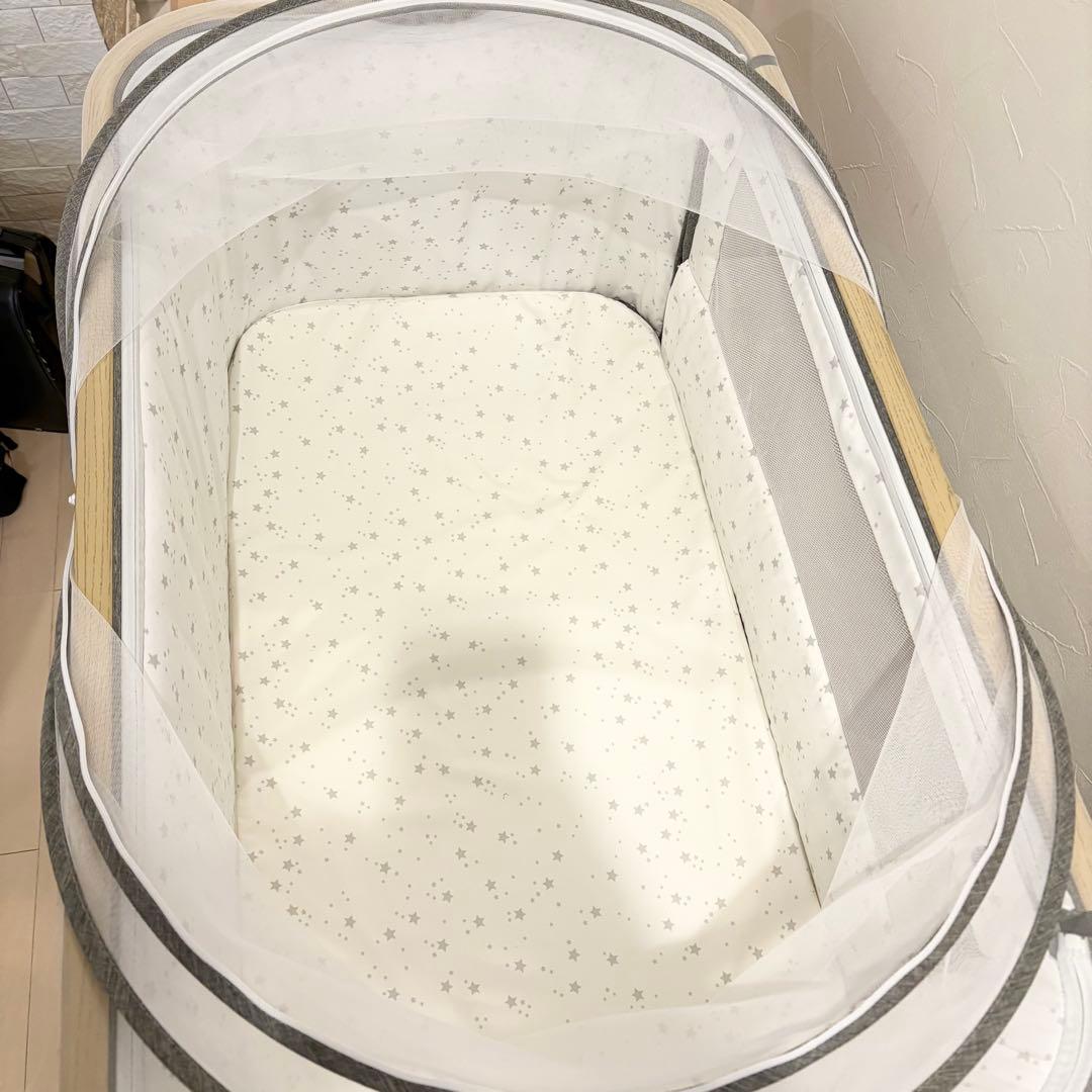 未使用美品　HZDMJ ベビーベッド 折りたたみ　グレー