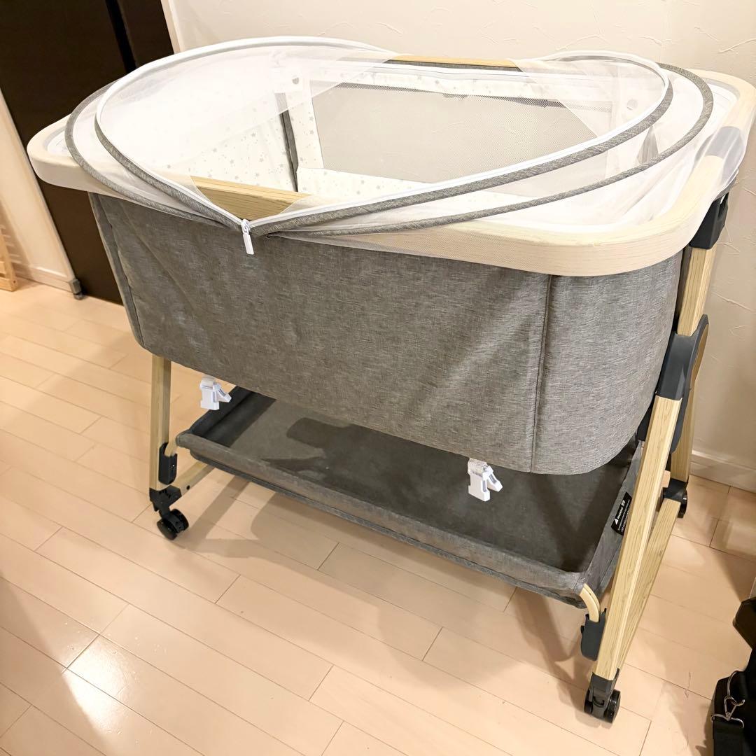 未使用美品　HZDMJ ベビーベッド 折りたたみ　グレー