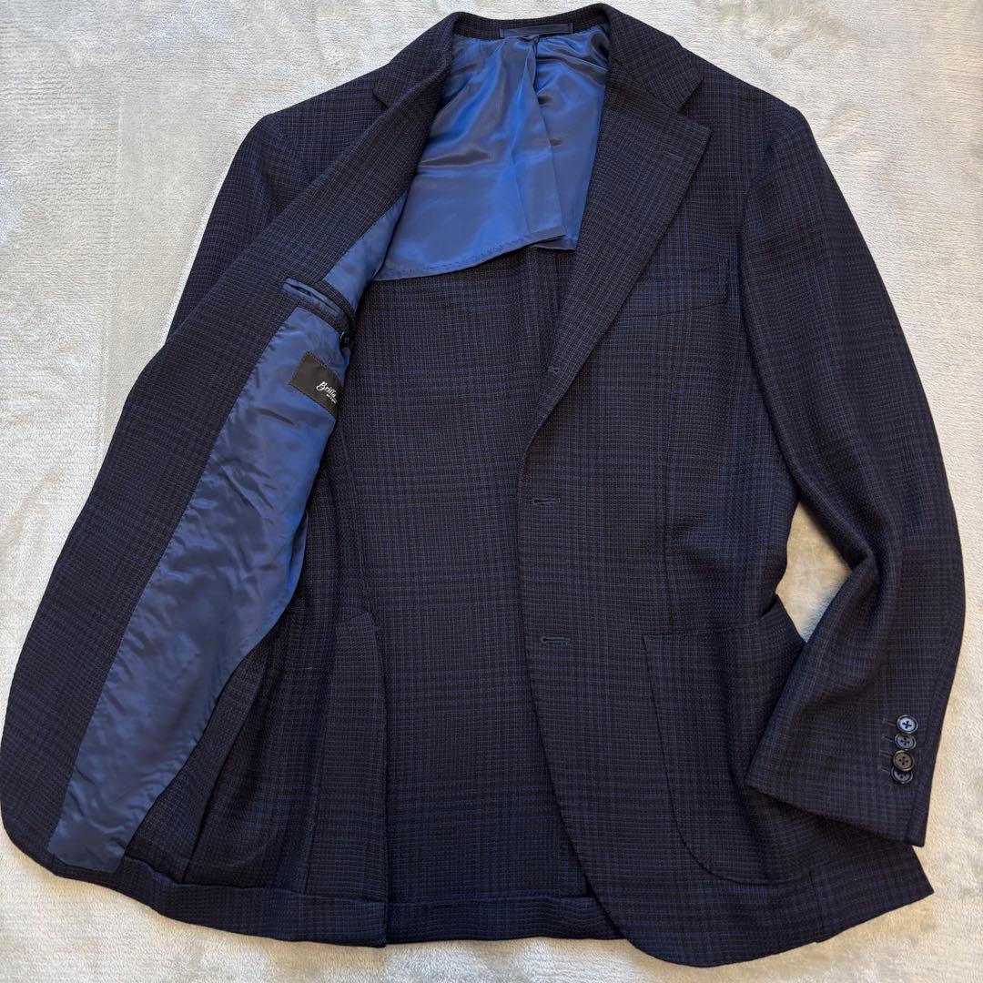 極美品✨ ブリッラペルイルグスト 現行 テーラードジャケット チェック ネイビー