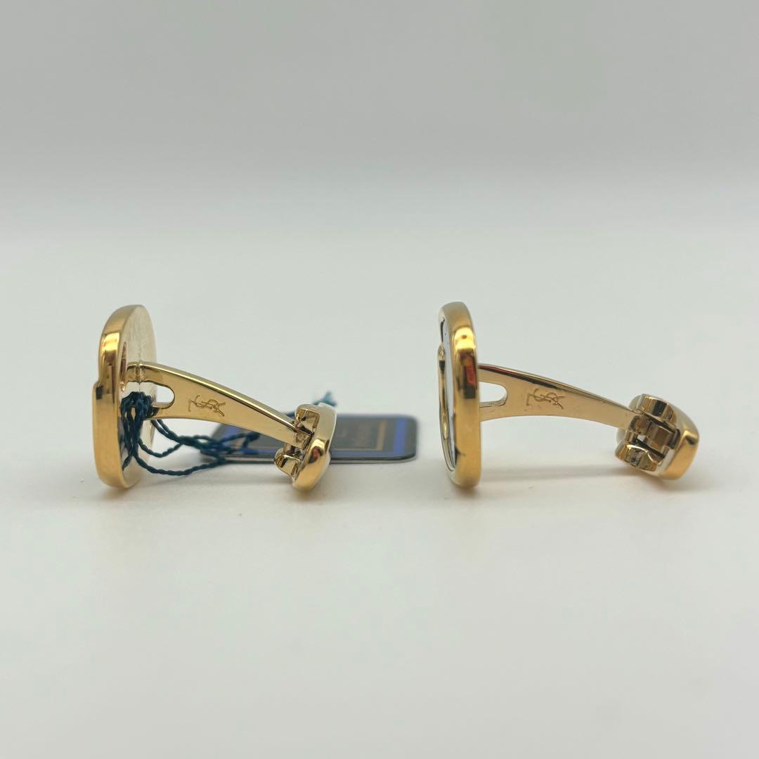 【希少 未使用】 イヴサンローラン シェル カフリンクス ネクタイピン グリーン