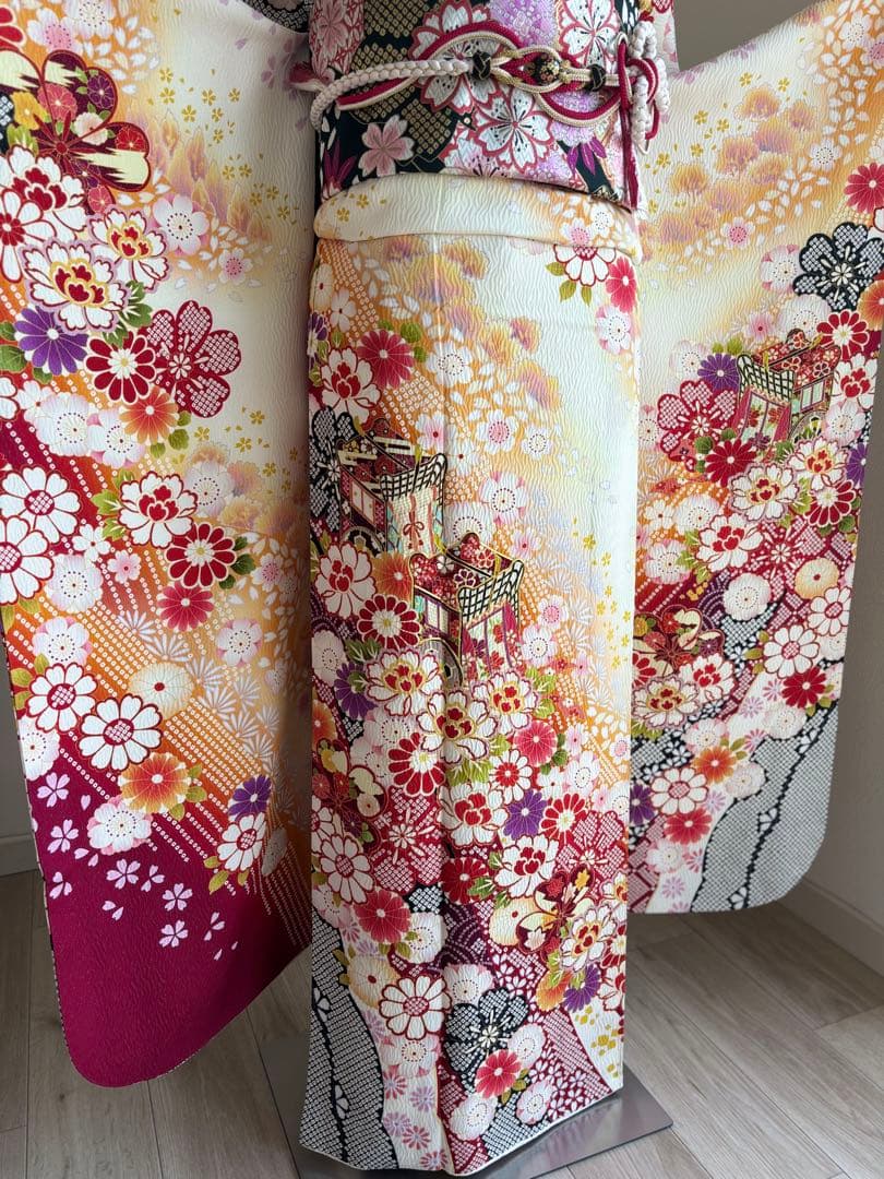 期間限定価格（2/1まで！）⭐️可愛い振袖フルセット　成人式　正絹　袋帯　白地系