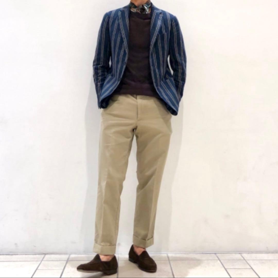 春夏 極美品 beamsf 46 ジャケット ストライプ ネイビー ビームスエフ