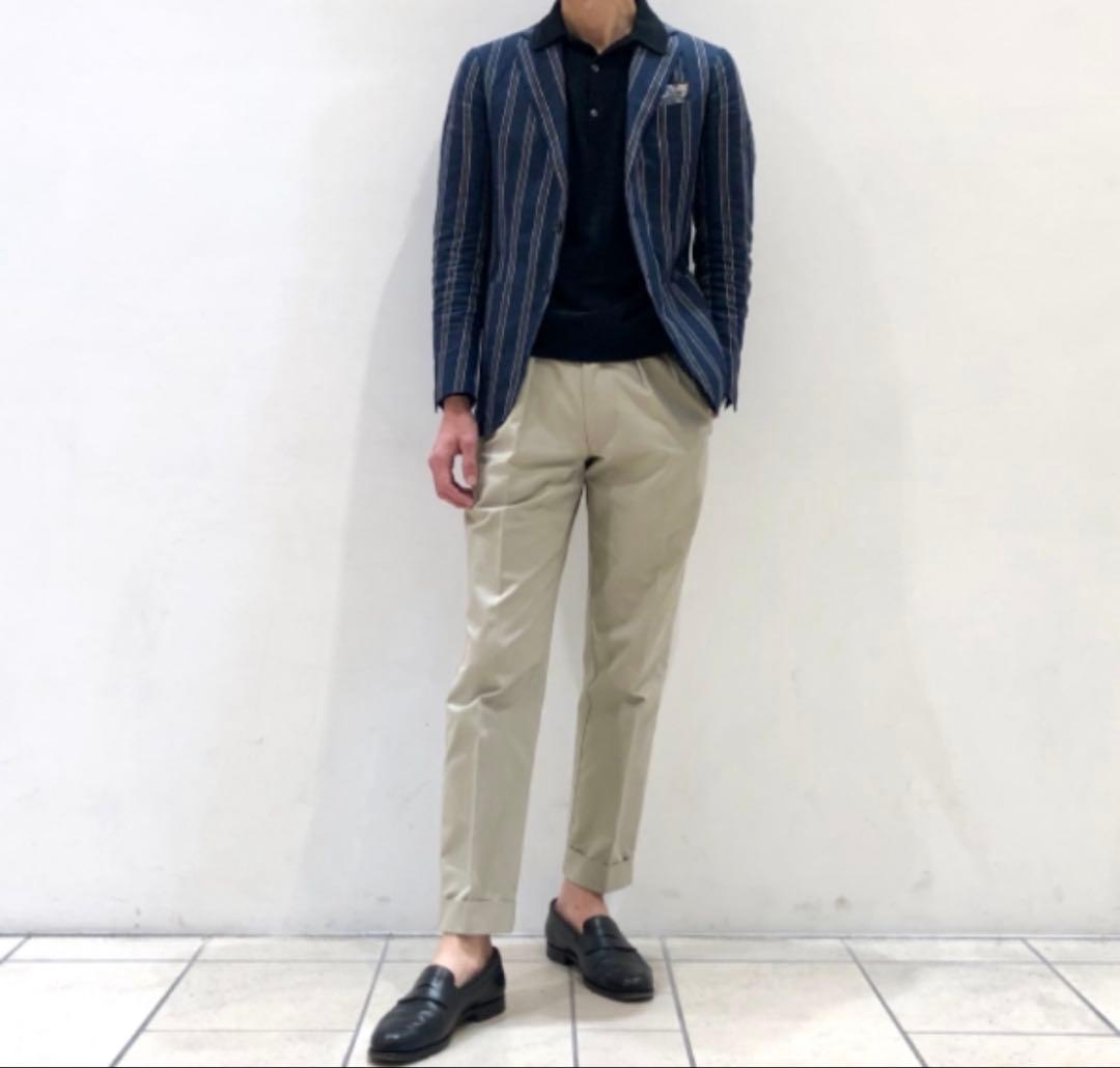 春夏 極美品 beamsf 46 ジャケット ストライプ ネイビー ビームスエフ