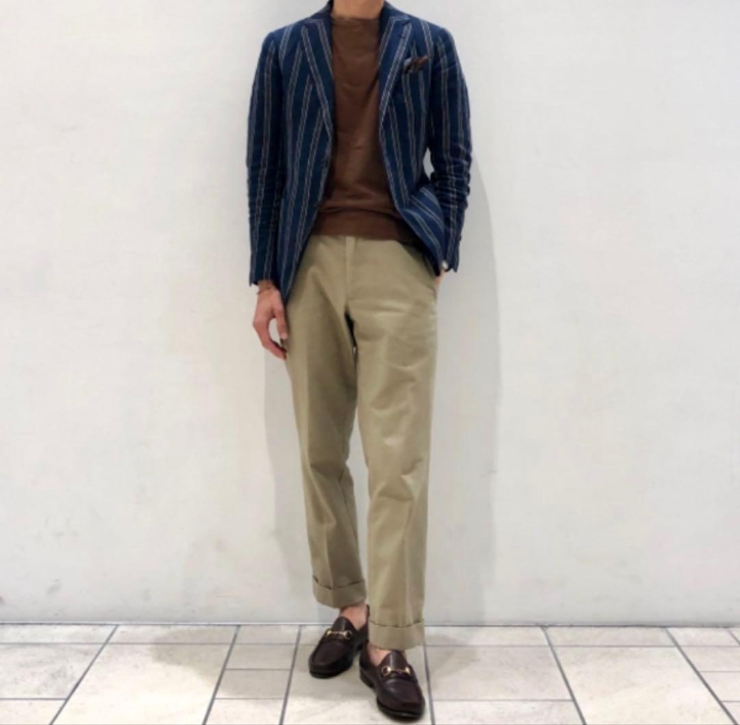 春夏 極美品 beamsf 46 ジャケット ストライプ ネイビー ビームスエフ