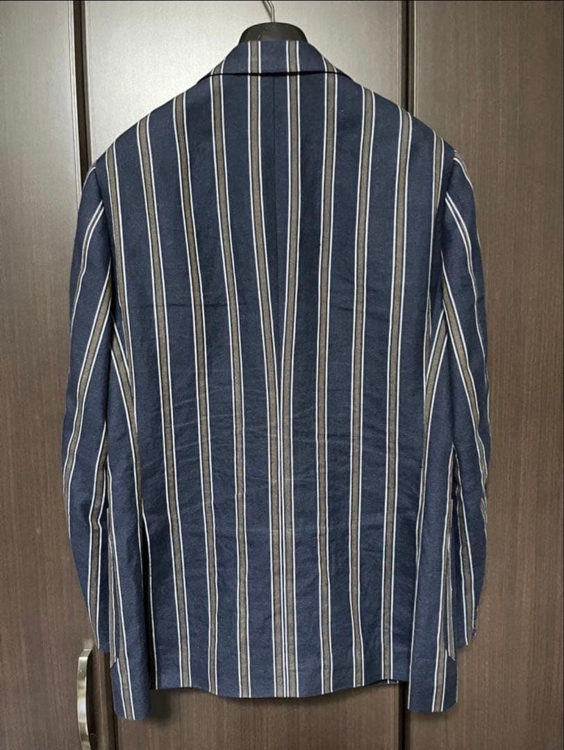 春夏 極美品 beamsf 46 ジャケット ストライプ ネイビー ビームスエフ