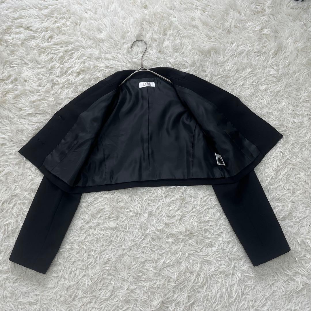 美品✨エルアンノアール　ブラックショートジャケットハイウエストスカート150