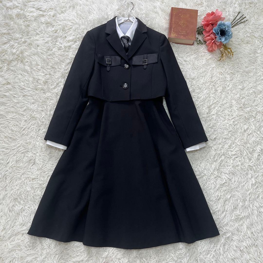 美品✨エルアンノアール　ブラックショートジャケットハイウエストスカート150