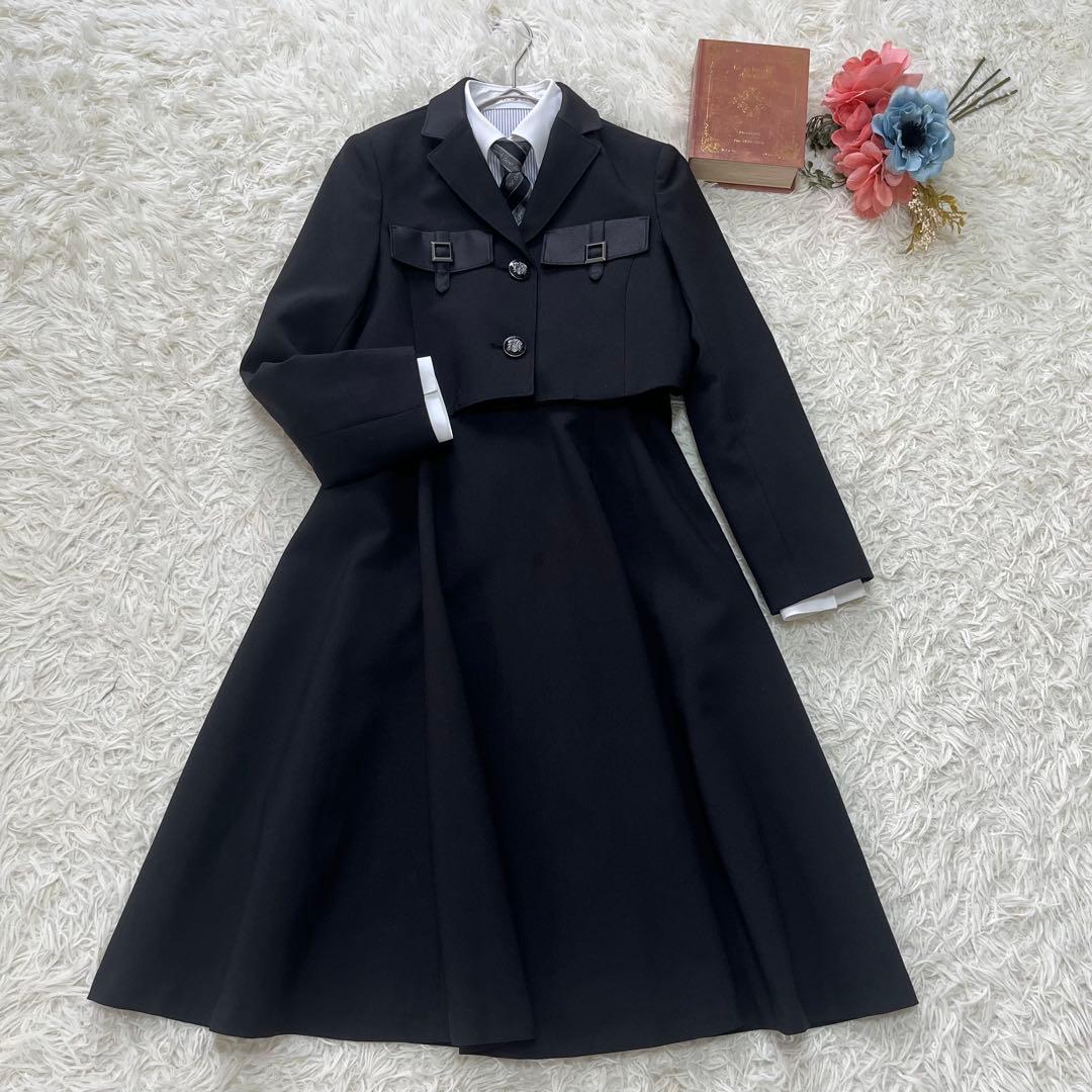 美品✨エルアンノアール　ブラックショートジャケットハイウエストスカート150