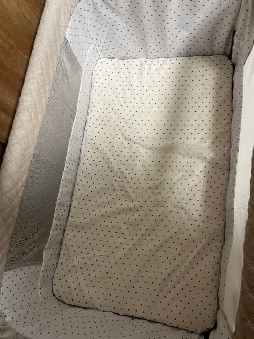 のんKino Linpo ベビーベッド グレー 添い寝 キャスター