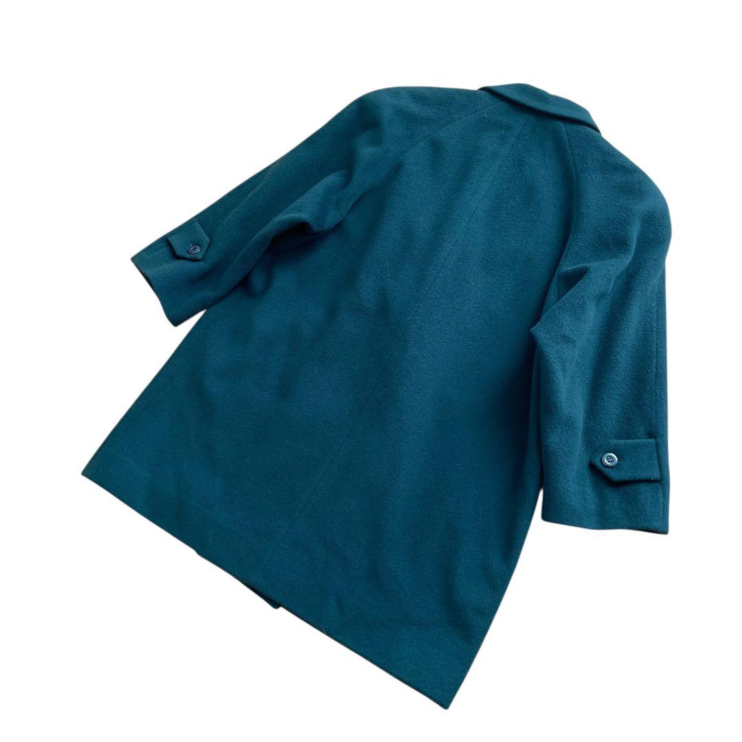 レアカラー 90s Burberry カシミヤ混 ハーフコート ダブル 裏地総柄