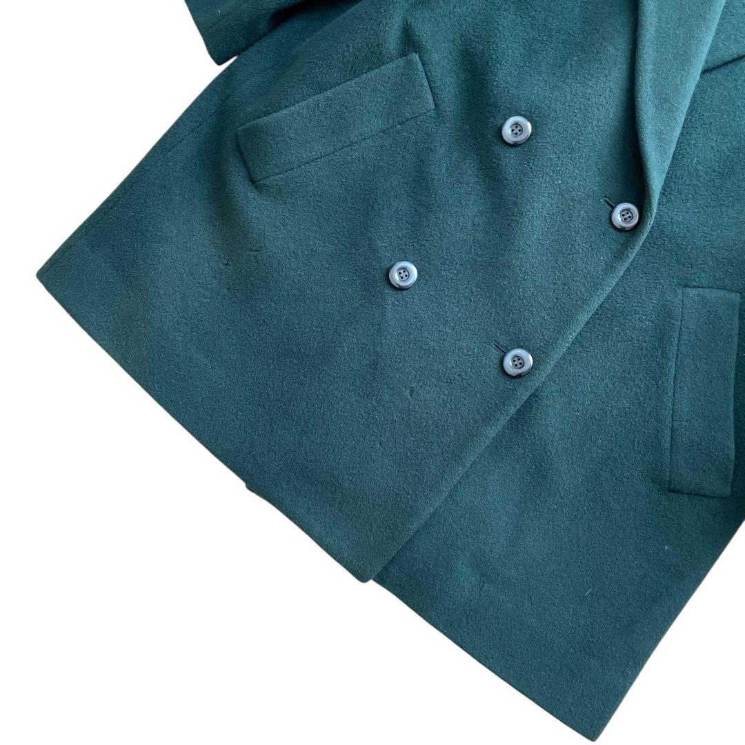 レアカラー 90s Burberry カシミヤ混 ハーフコート ダブル 裏地総柄