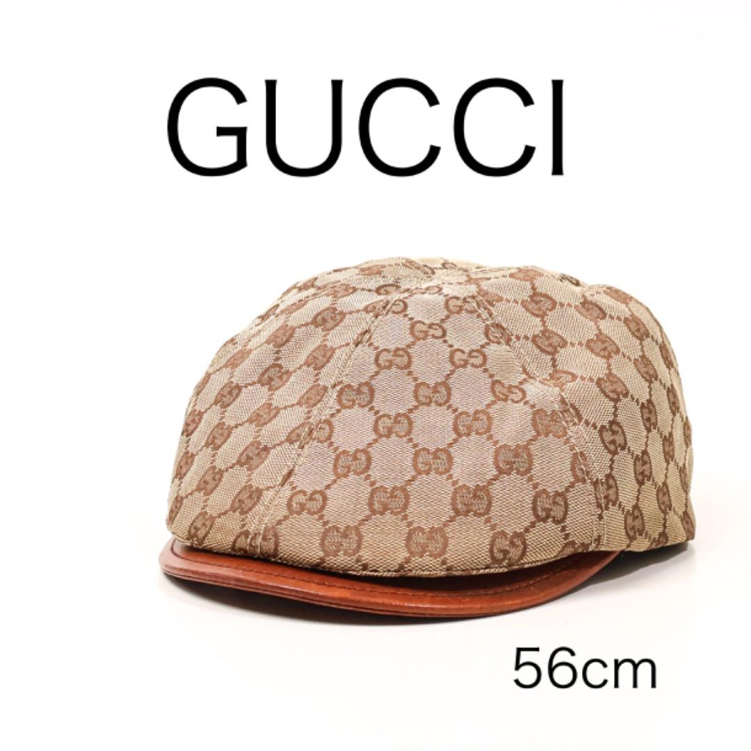 H3042P◾️グッチ　GG柄キャンバス　シェリーライン レザー切替ハンチング