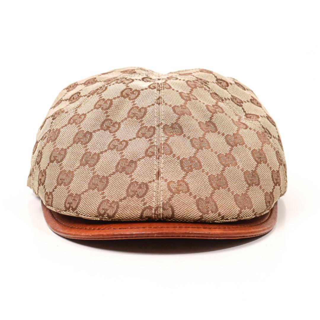 H3042P◾️グッチ　GG柄キャンバス　シェリーライン レザー切替ハンチング