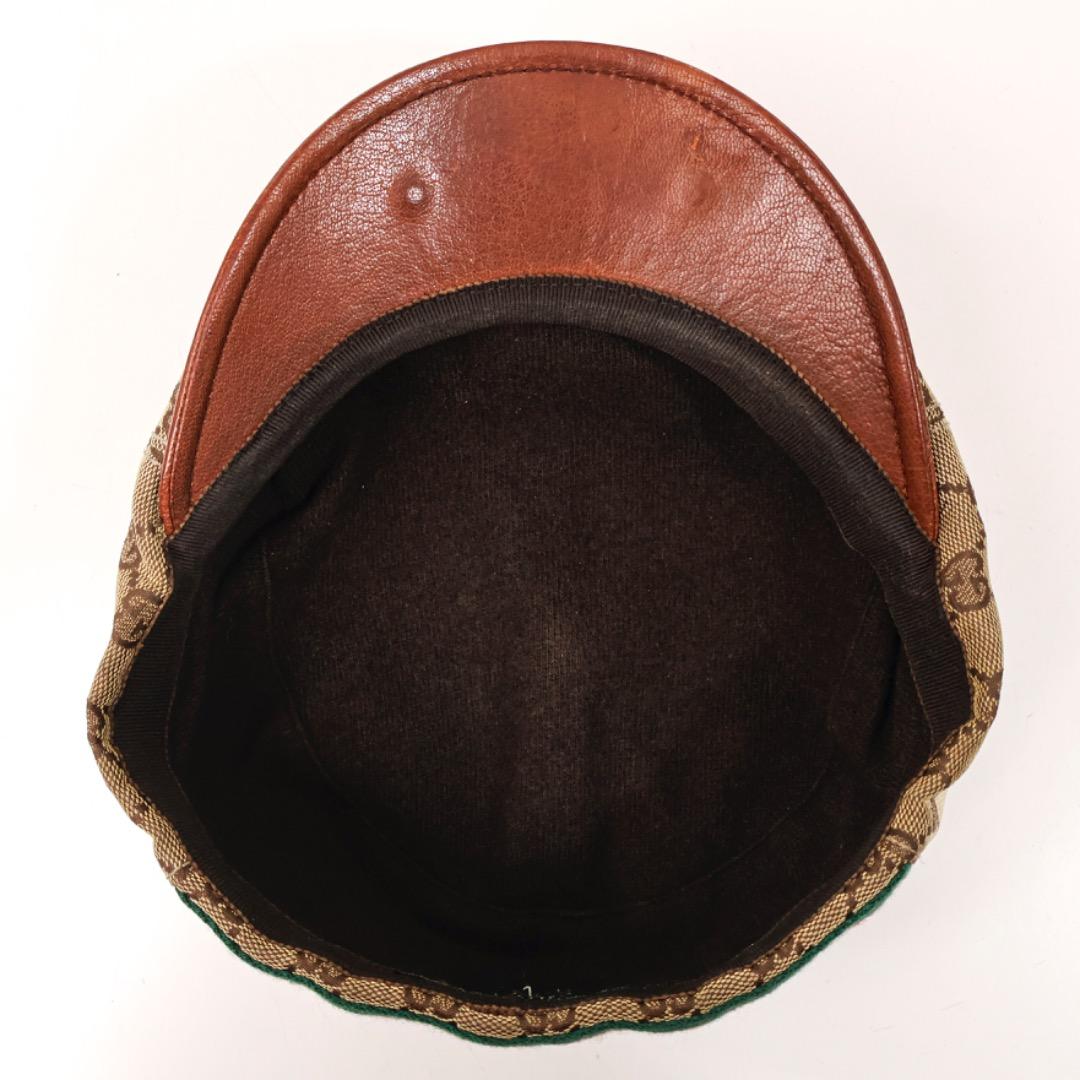 H3042P◾️グッチ　GG柄キャンバス　シェリーライン レザー切替ハンチング