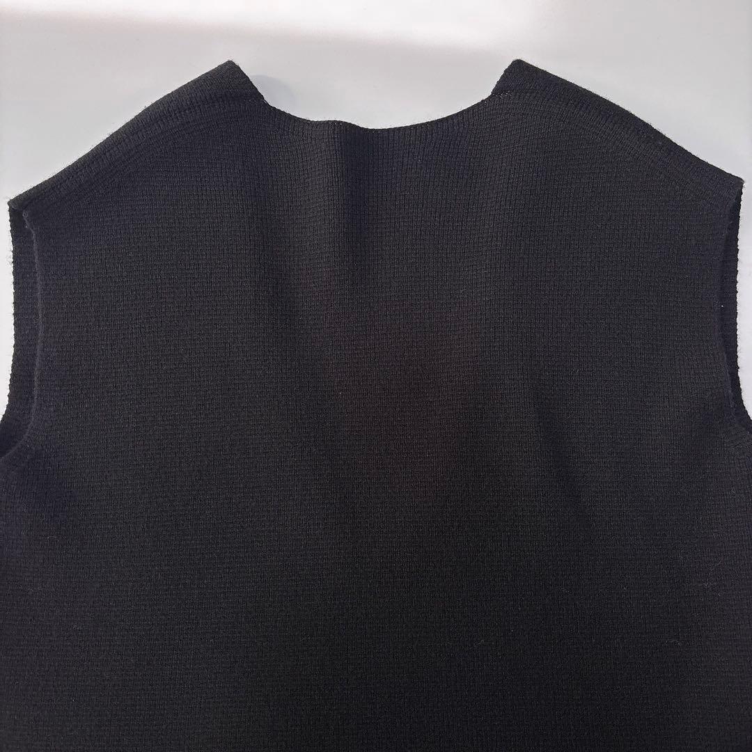 美品⁑ドゥロワー　ウールカシミヤ ミラノ編みVネックニットジレ　ベスト　ブラック