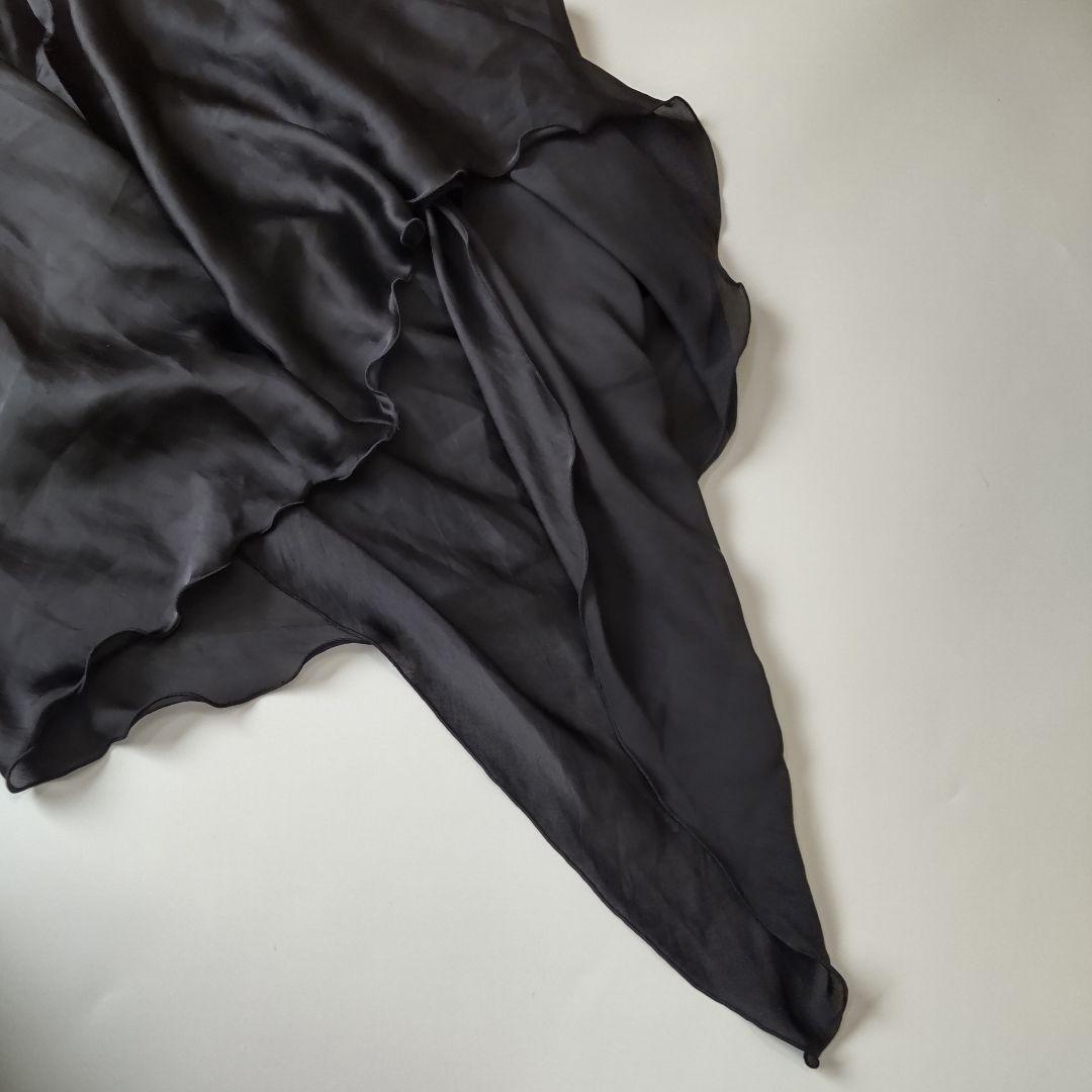 美品 リミフゥ 変形 ノースリーブ カットソー チュニック ベルト付 サテン調