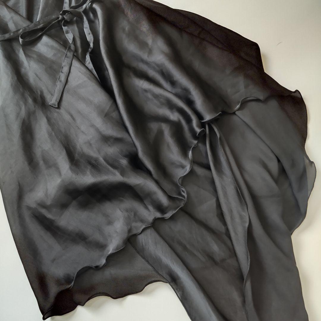 美品 リミフゥ 変形 ノースリーブ カットソー チュニック ベルト付 サテン調