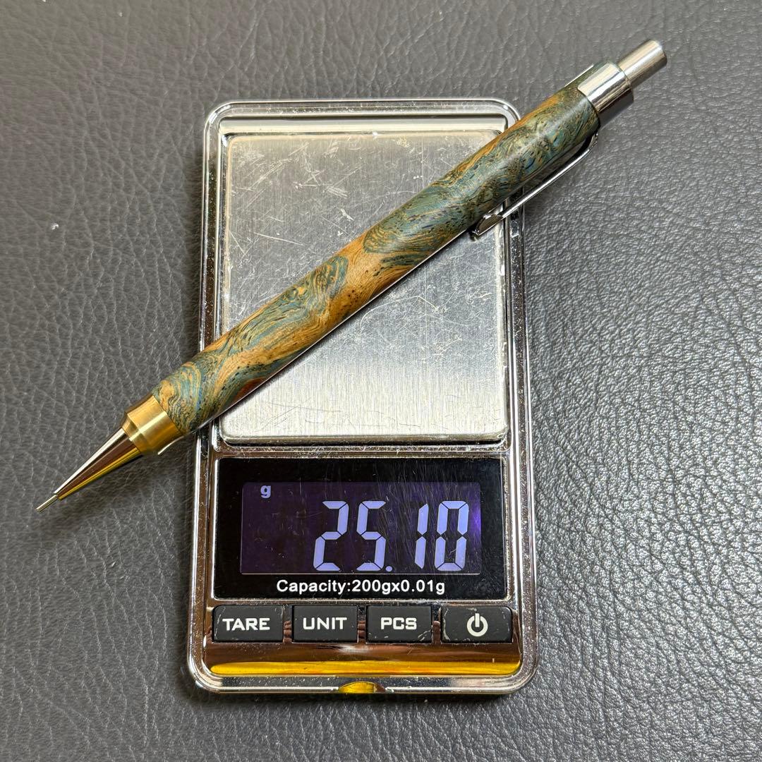 157花梨瘤スタビ　木製シャーペン　強低重心ダブルR 真鍮