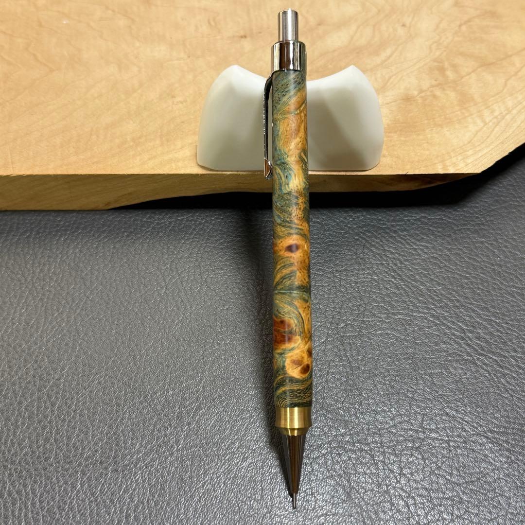 157花梨瘤スタビ　木製シャーペン　強低重心ダブルR 真鍮