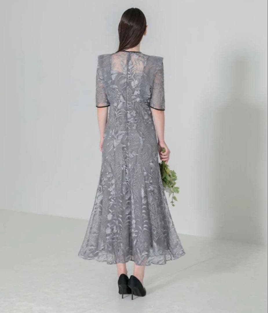 【ひろりん】Leja 刺繍レース配色パイピングショルダーフリルマーメイド