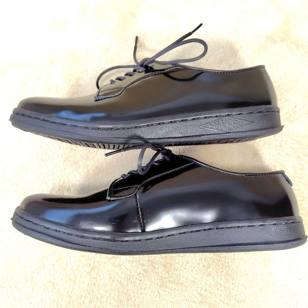 未使用級 マネブ ドレスシューズ プレーントゥ　レザー ブラック 40 25.5