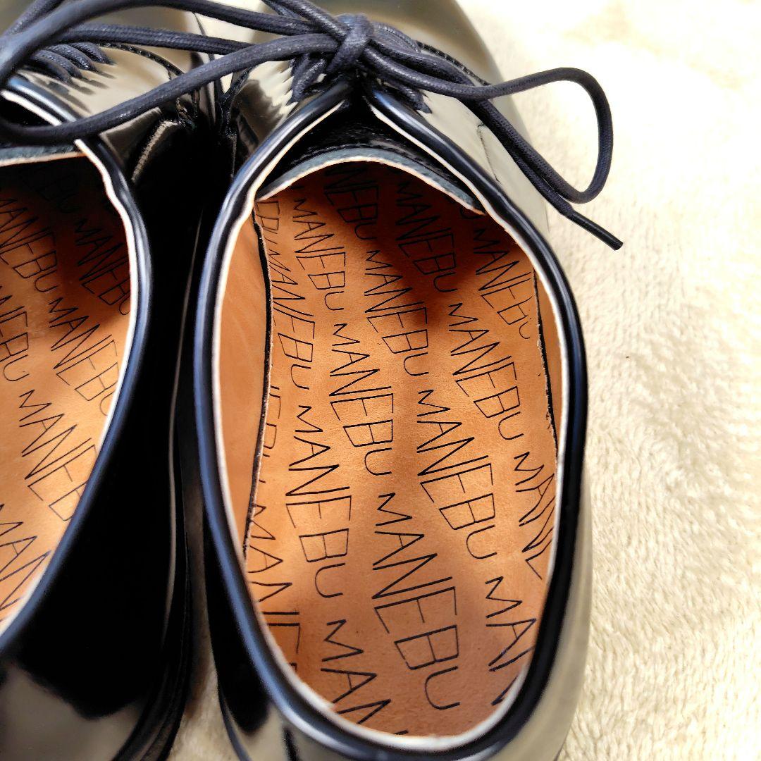 未使用級 マネブ ドレスシューズ プレーントゥ　レザー ブラック 40 25.5