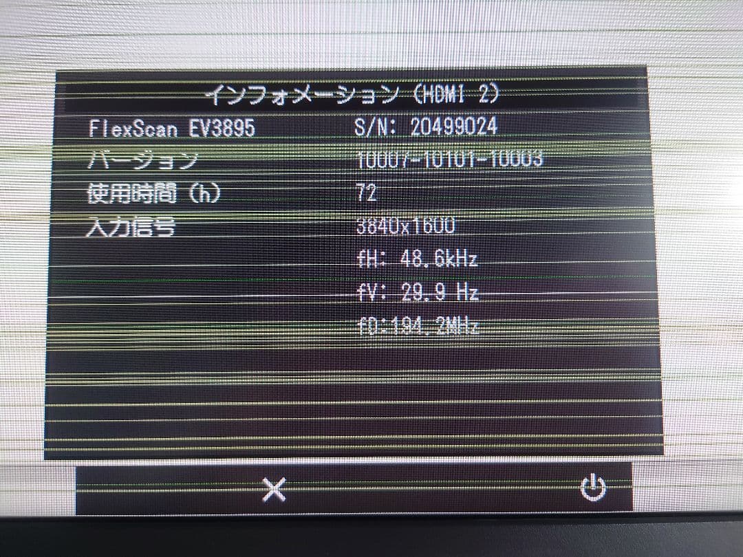 【ジャンク】画面不良　EIZO Flex Scan EV3895