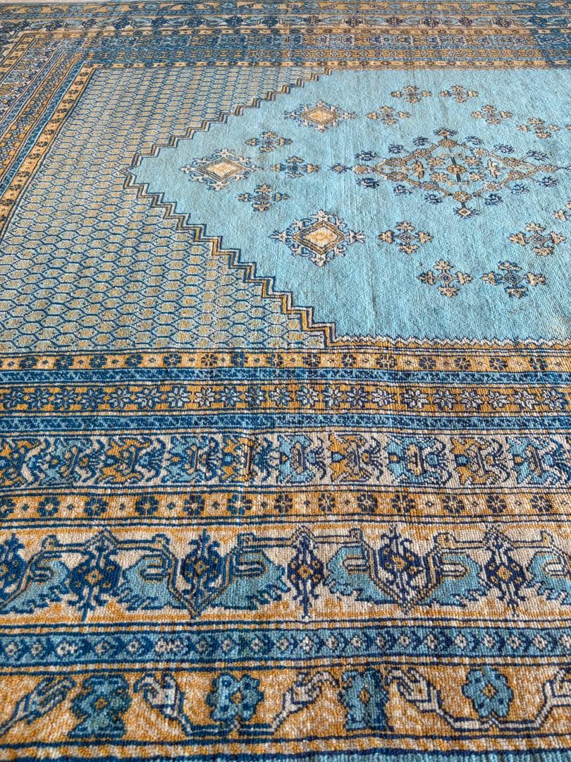 Sawachi モロッコ産 手織り絨毯 大判 3mx2m ラグ ターコイズ