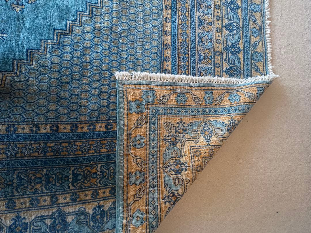 Sawachi モロッコ産 手織り絨毯 大判 3mx2m ラグ ターコイズ