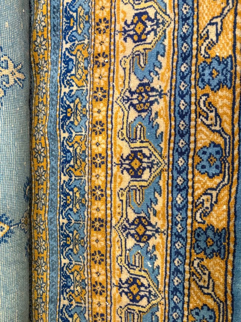 Sawachi モロッコ産 手織り絨毯 大判 3mx2m ラグ ターコイズ