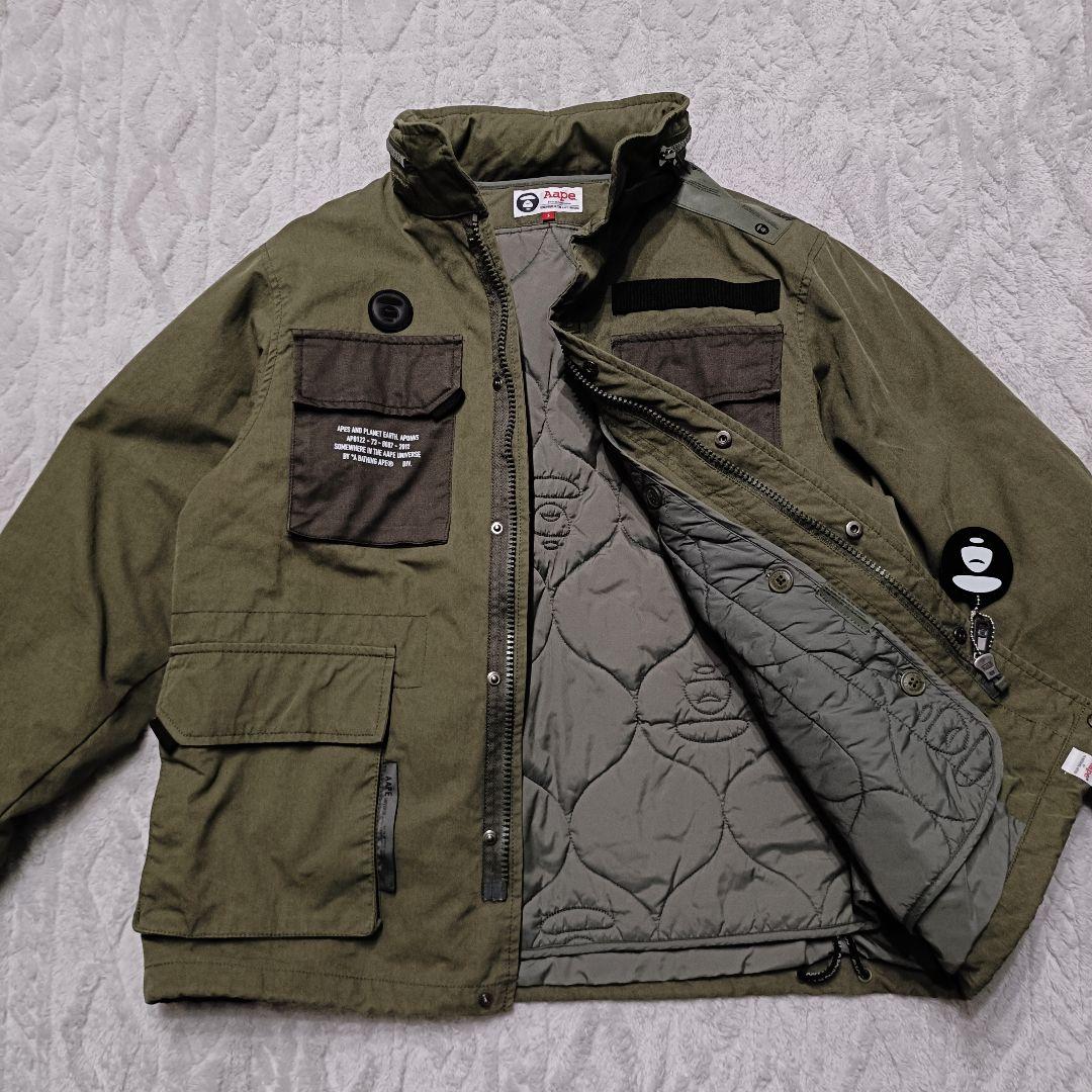 AAPE アベイシングエイプ 3WAY ミリタリージャケット カーキ S