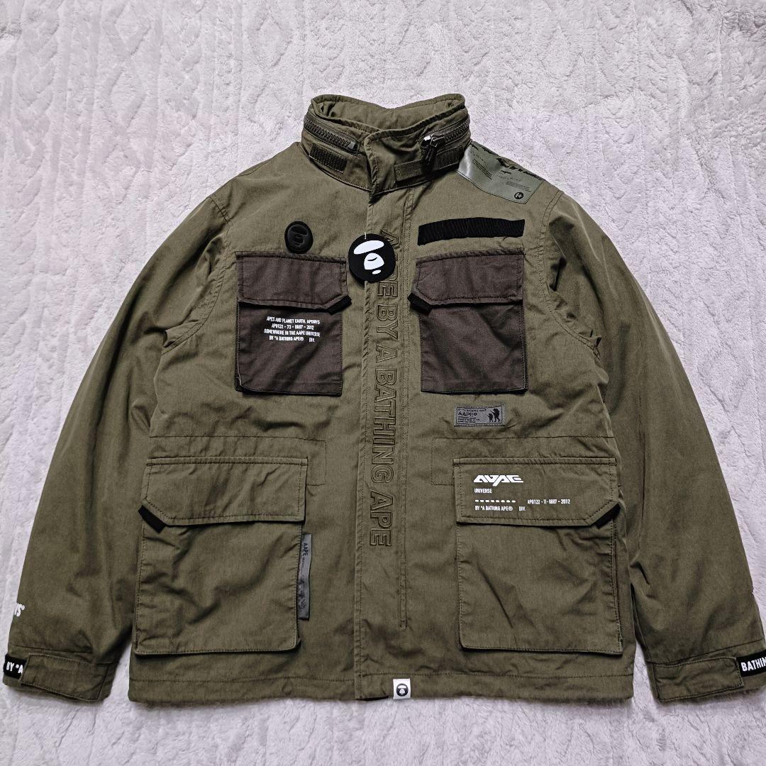 AAPE アベイシングエイプ 3WAY ミリタリージャケット カーキ S