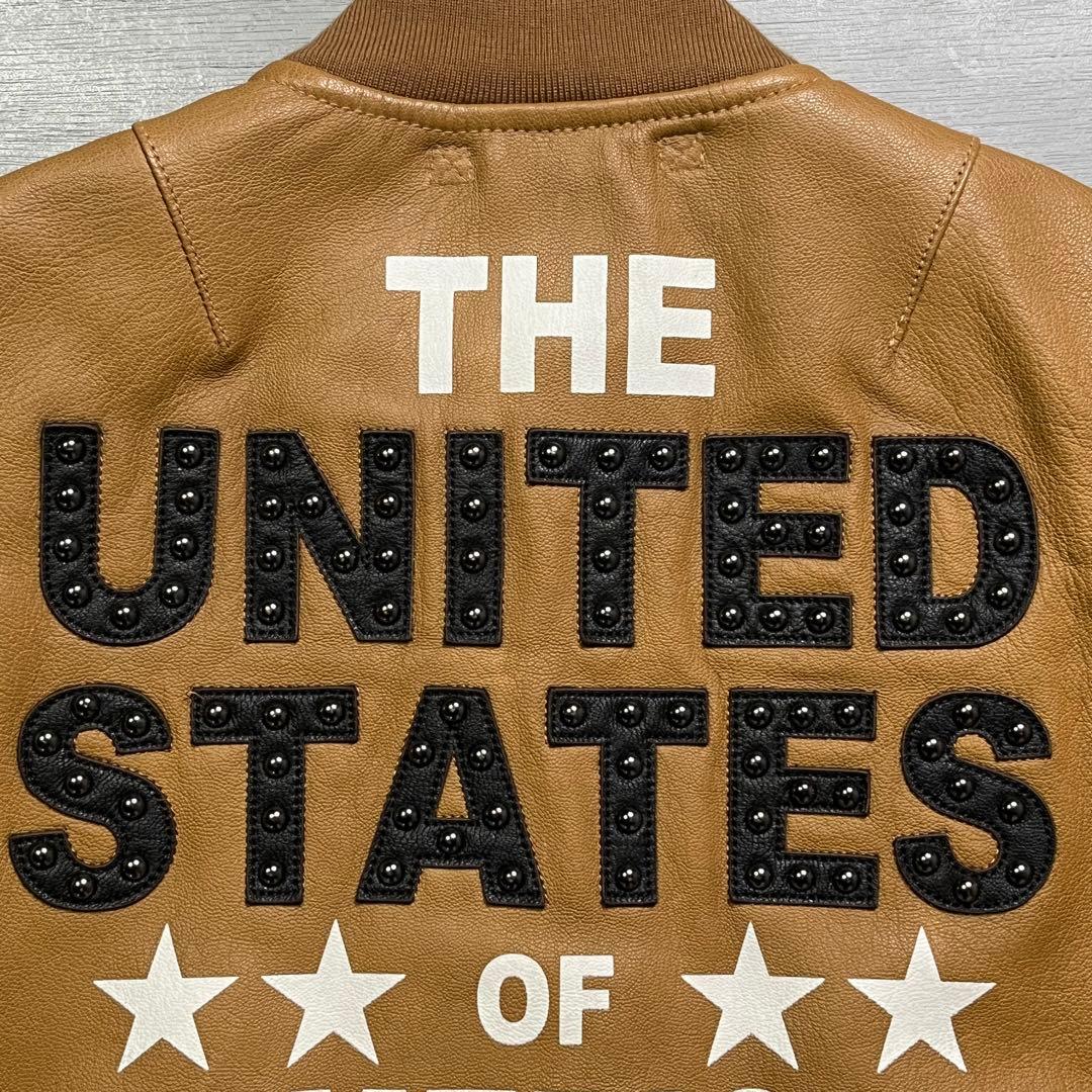 AVIREX レザージャケット　スタジャン　やぎ革　オールレザー　スタッズ　S