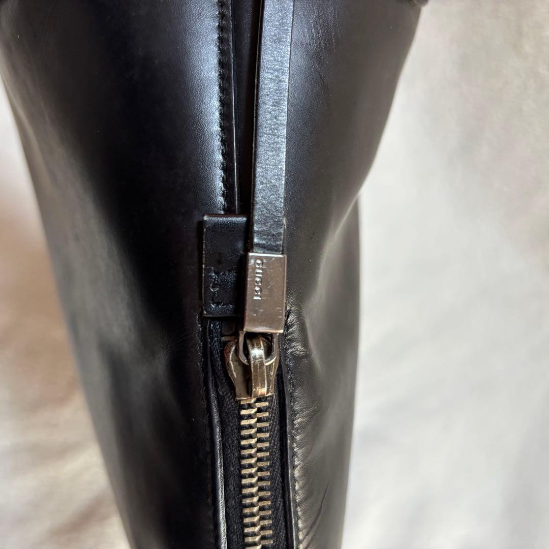 GUCCI グッチ レザー ビジネスバッグ ハンドバッグ ブラック 黒 本革