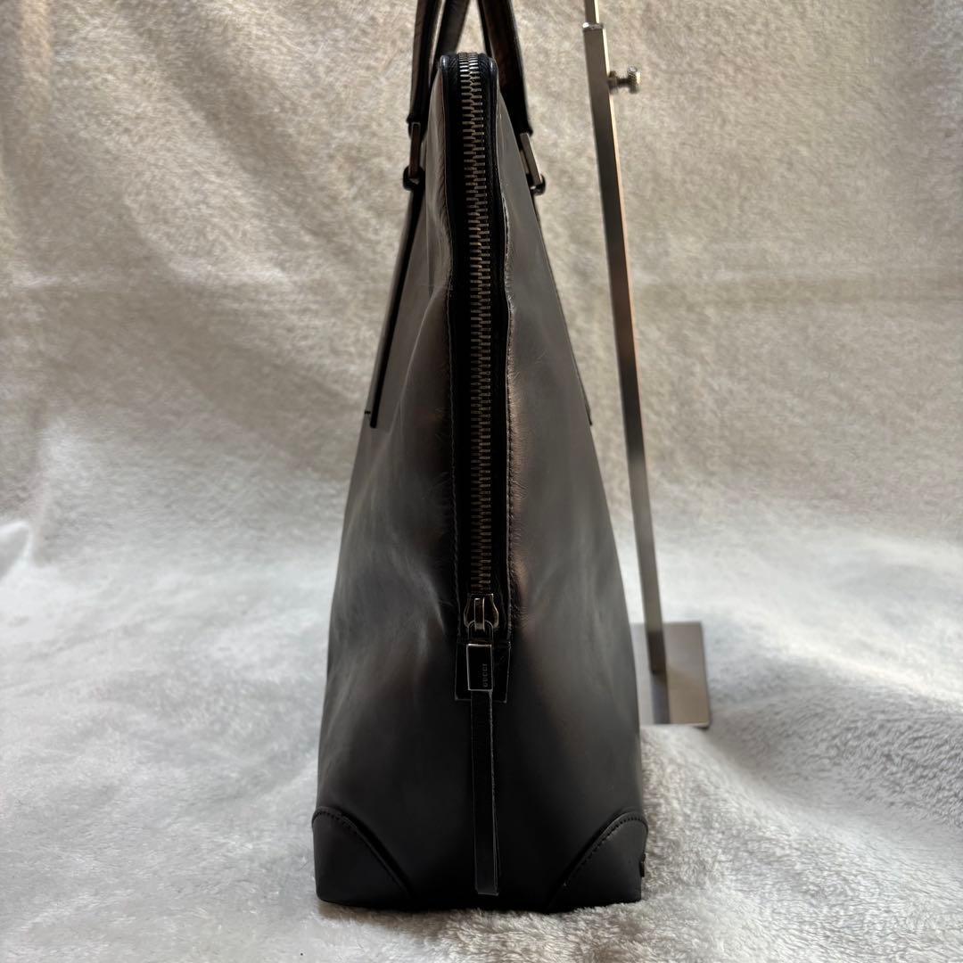 GUCCI グッチ レザー ビジネスバッグ ハンドバッグ ブラック 黒 本革