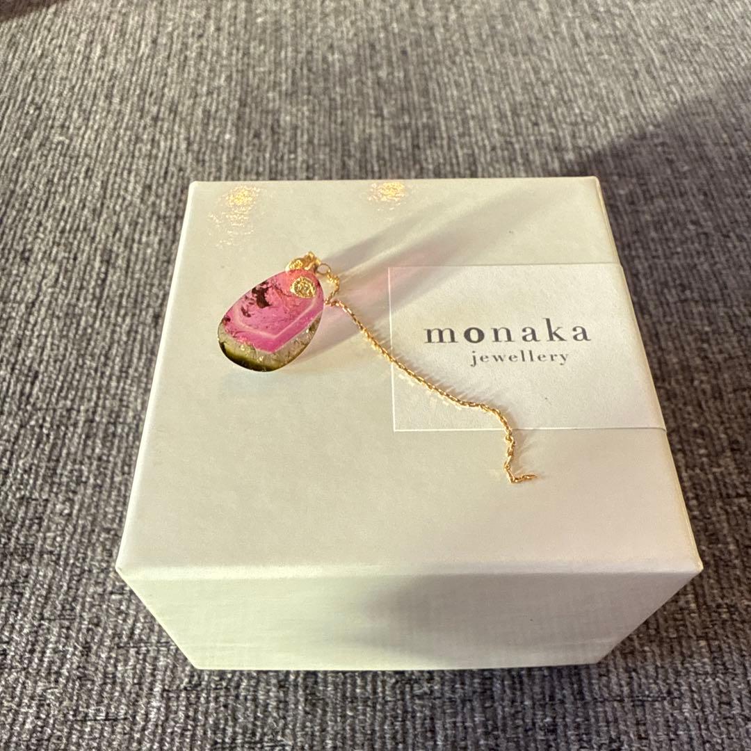 monaka jewellery 天然石ウォーターメロントルマリン ピアス片耳