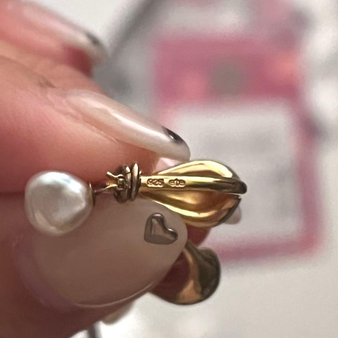 【良品】eteゴールド フープピアス 付属チャーム付き箱無し