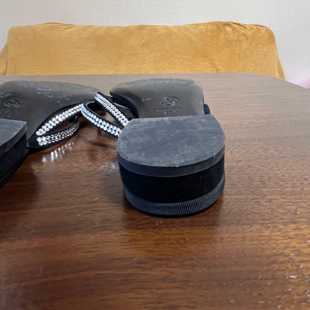 CHANEL シャネル コメット ラインストーン サンダル ミュール 37C