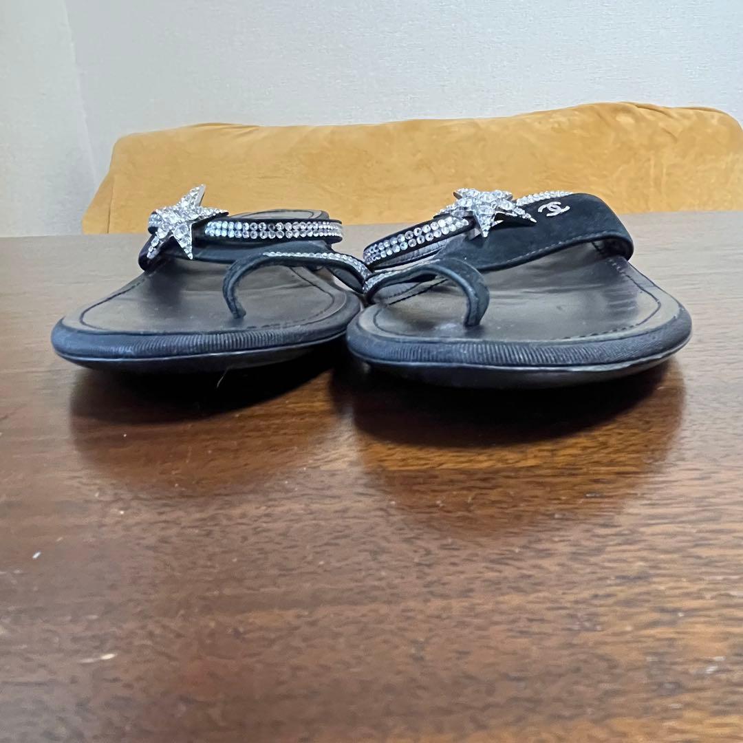 CHANEL シャネル コメット ラインストーン サンダル ミュール 37C