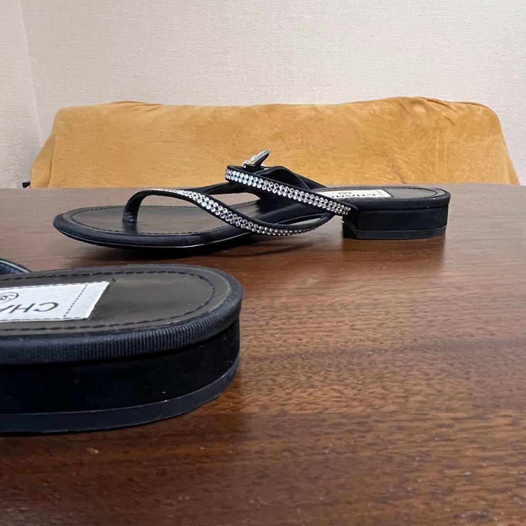 CHANEL シャネル コメット ラインストーン サンダル ミュール 37C