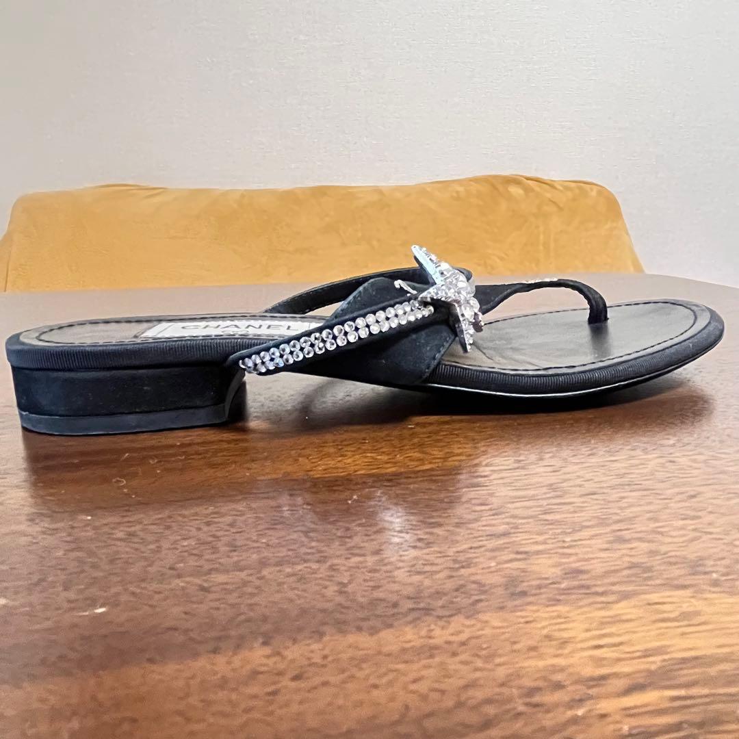 CHANEL シャネル コメット ラインストーン サンダル ミュール 37C