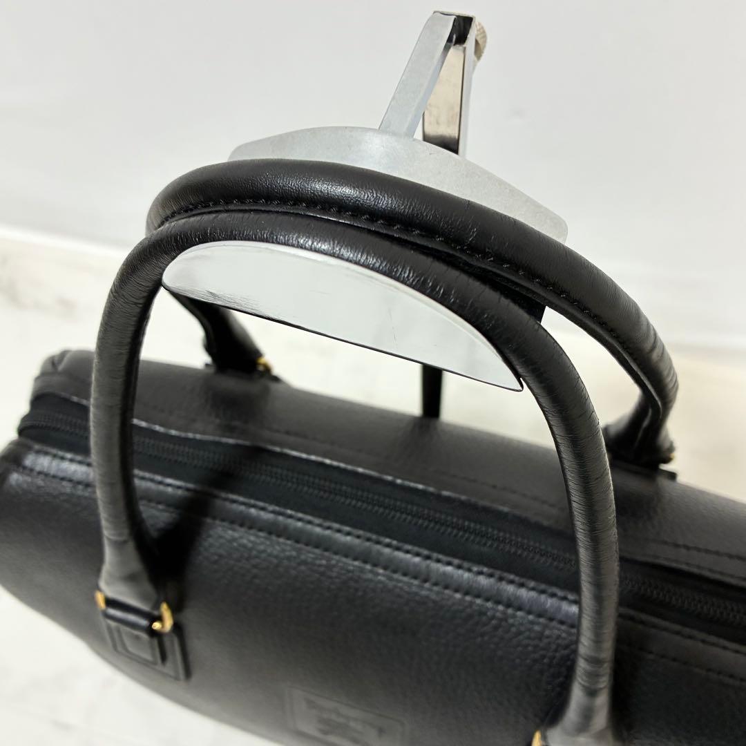 バーバリー　ミニボストン　ハンドバッグ　ノバチェック　ロゴ　レザー　ブラック