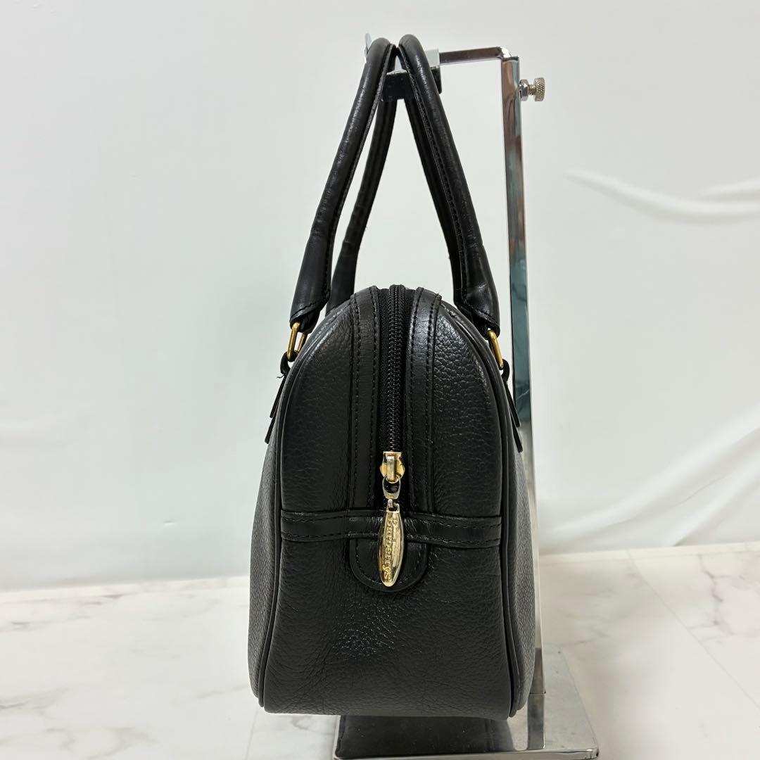 バーバリー　ミニボストン　ハンドバッグ　ノバチェック　ロゴ　レザー　ブラック