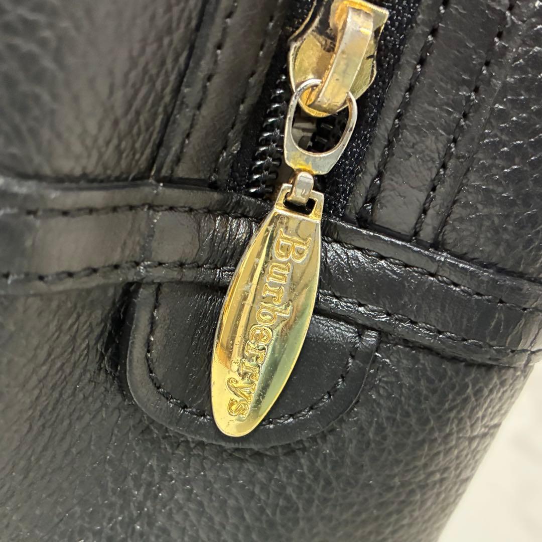 バーバリー　ミニボストン　ハンドバッグ　ノバチェック　ロゴ　レザー　ブラック