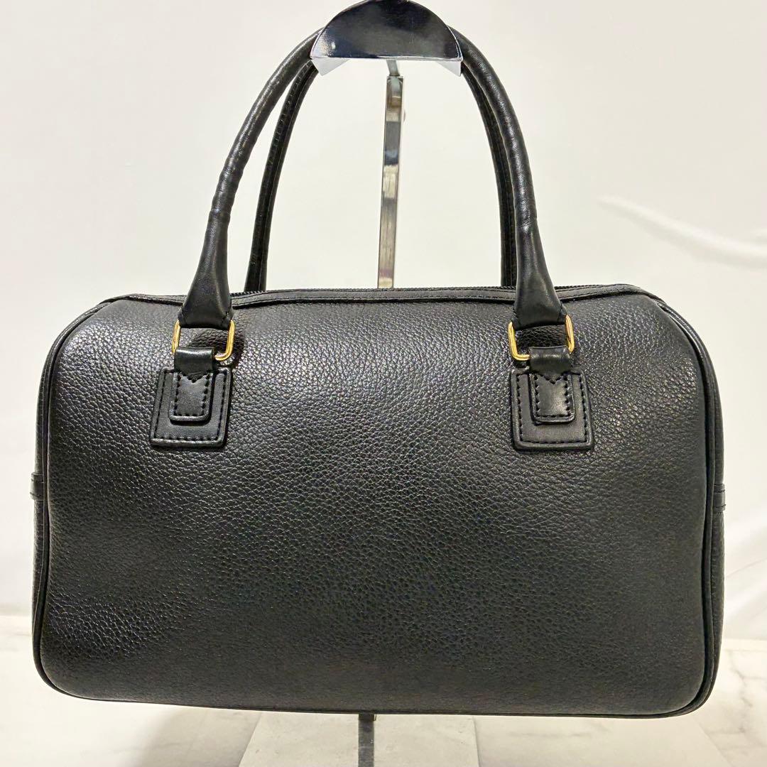 バーバリー　ミニボストン　ハンドバッグ　ノバチェック　ロゴ　レザー　ブラック
