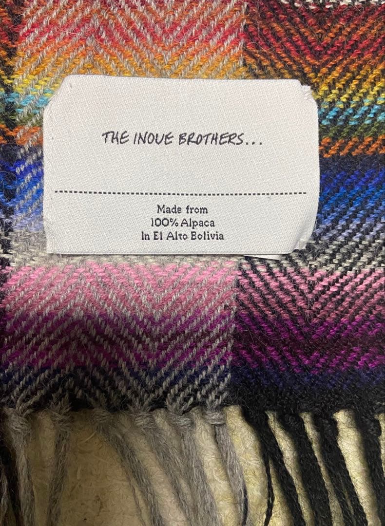 イノウエブラザーズ ベビーアルパカ　マルチカラー　大判ストール　マフラー