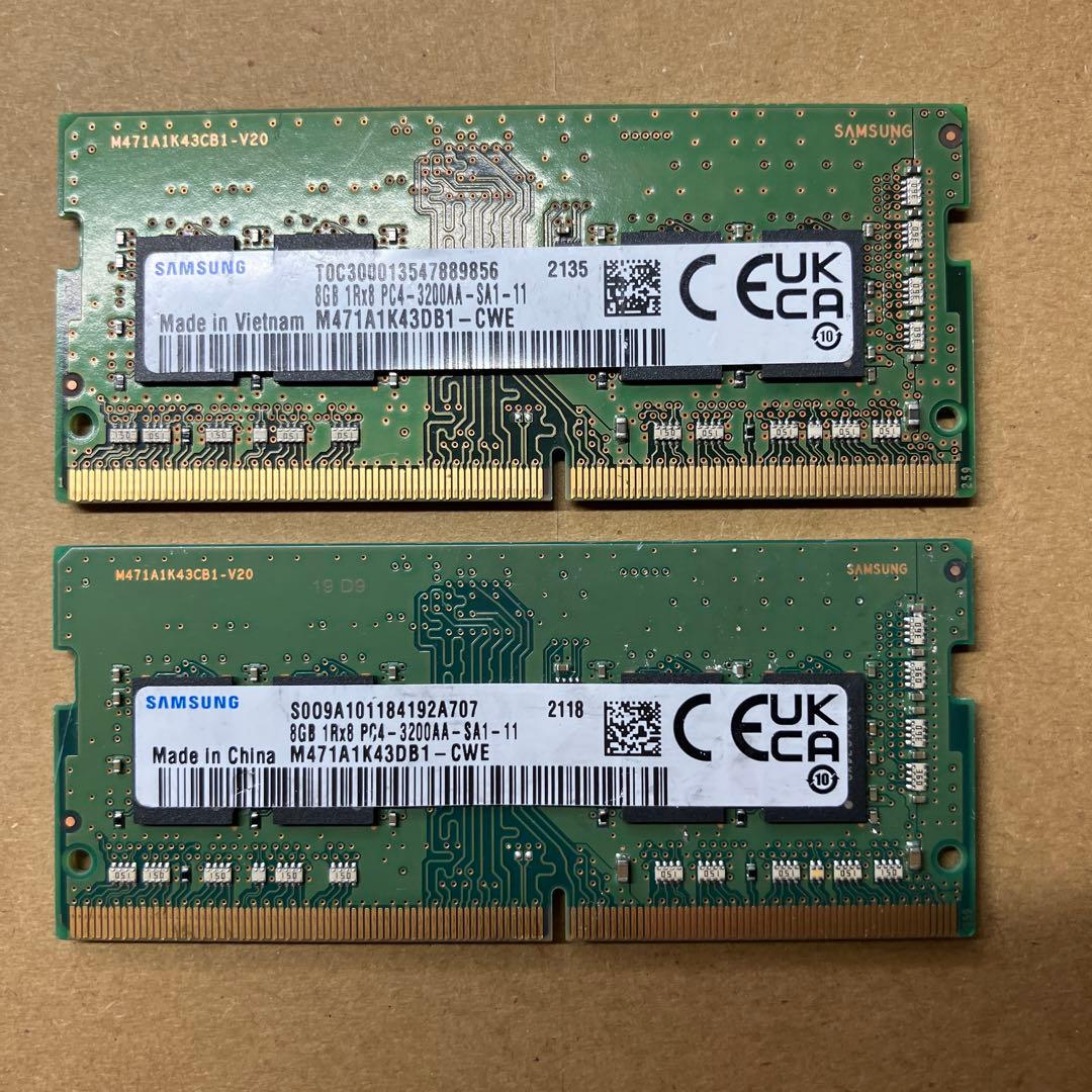 Samsung メモリ 8GB×2枚 ノートパソコン